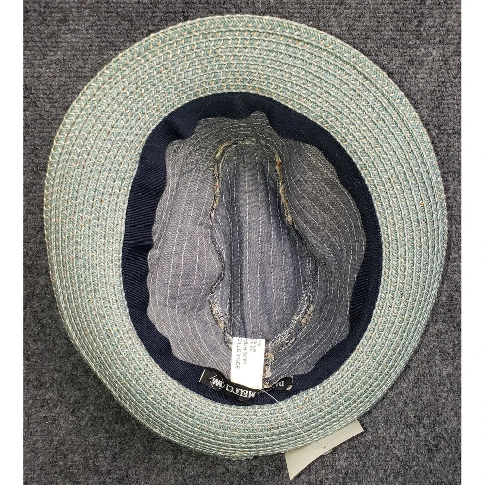 Danielle Meucci Straw Hat NWT New Tags Womens Turquise Beige Cotton Linen Straw